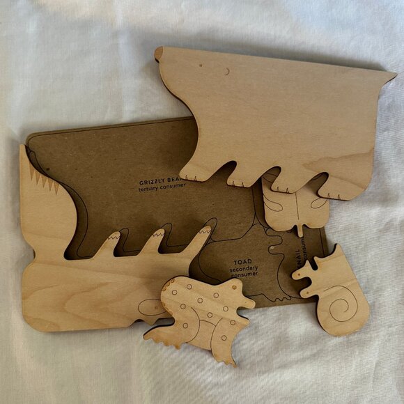 2 CHOMP Ocean & Forest wooden food chain puzzles for ages 3+ w/ drawstring bags - Picture 4 of 6